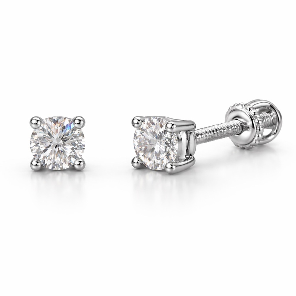 Moissanite Silver Stud Earrings .25 CTW | Screwback | 925 Sterling